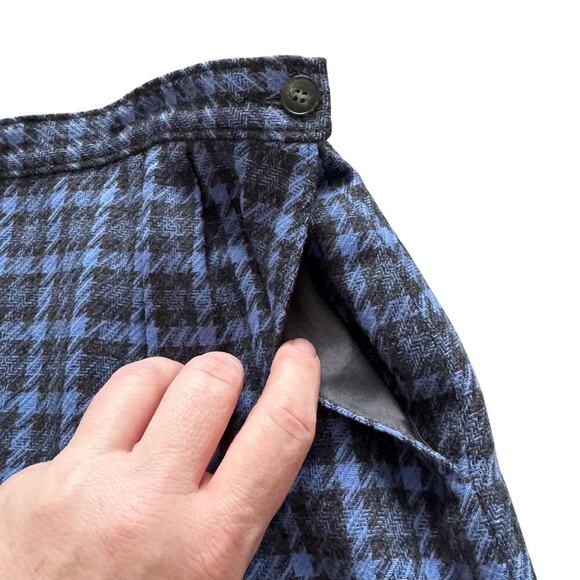 Pendleton Vintage 100%‎ Wool Skirt Women Sz 12 Blue Gray Midi Houndstooth preppy - Picture 5 of 10